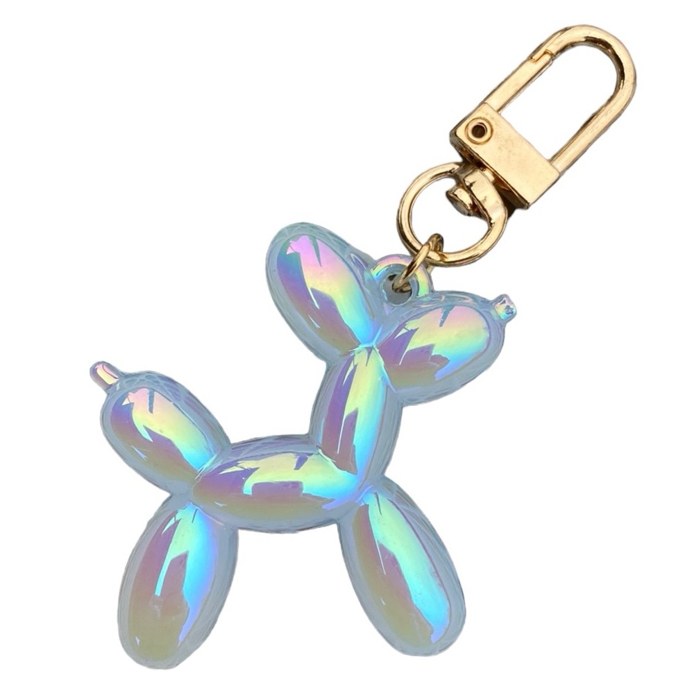 Light Blue Iridescent Multichrome Balloon Dog Bag Charm Keychain